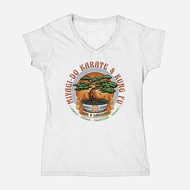 Karate And Kung Fu-Womens-V-Neck-Tee-glitchygorilla