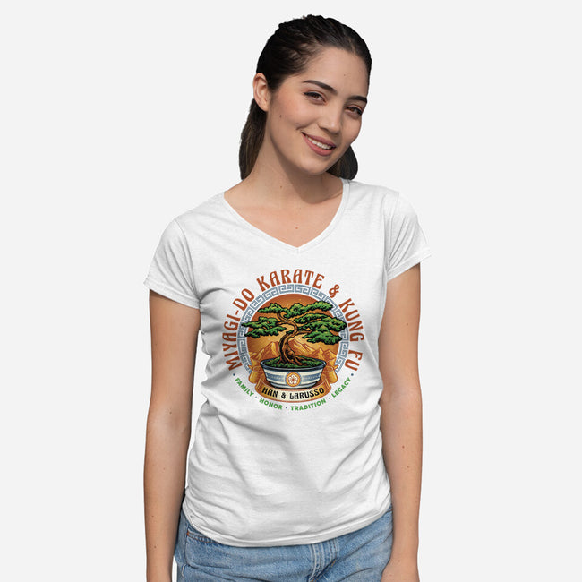 Karate And Kung Fu-Womens-V-Neck-Tee-glitchygorilla
