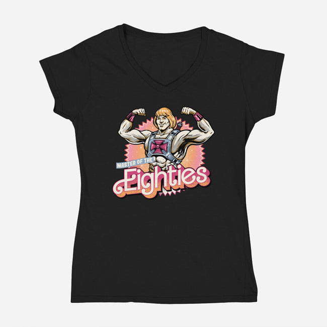 Master Of The Eighties-Womens-V-Neck-Tee-glitchygorilla
