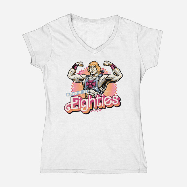 Master Of The Eighties-Womens-V-Neck-Tee-glitchygorilla