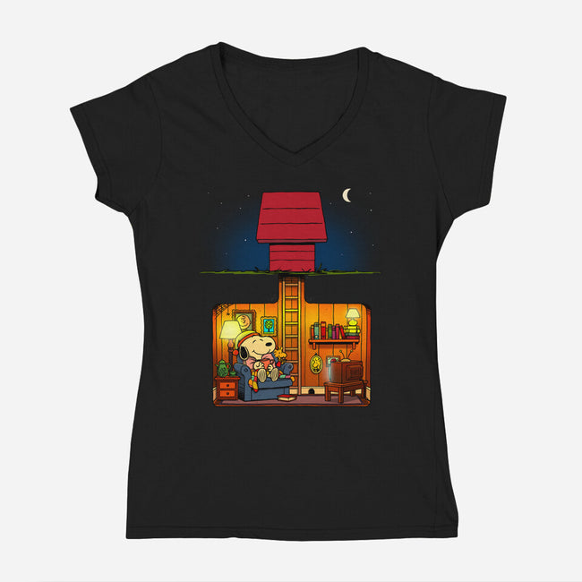 A Cozy Night In-Womens-V-Neck-Tee-drbutler