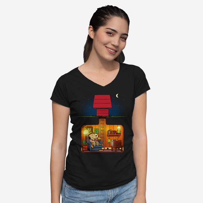 A Cozy Night In-Womens-V-Neck-Tee-drbutler