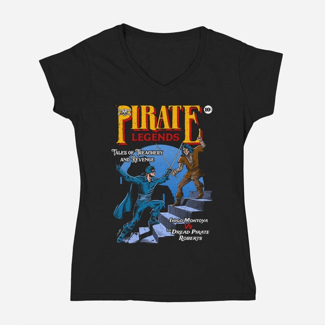Pirate Legends-Womens-V-Neck-Tee-drbutler