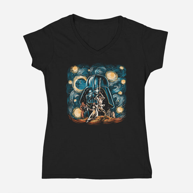 Starry Wars-Womens-V-Neck-Tee-zascanauta