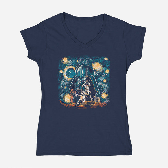 Starry Wars-Womens-V-Neck-Tee-zascanauta