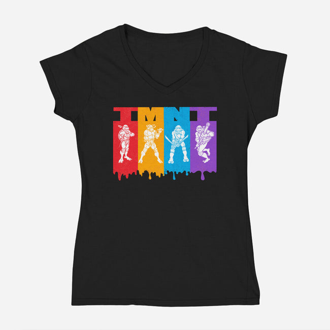 TMNT Splash-Womens-V-Neck-Tee-palmstreet