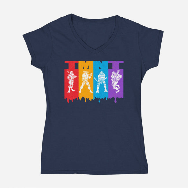 TMNT Splash-Womens-V-Neck-Tee-palmstreet