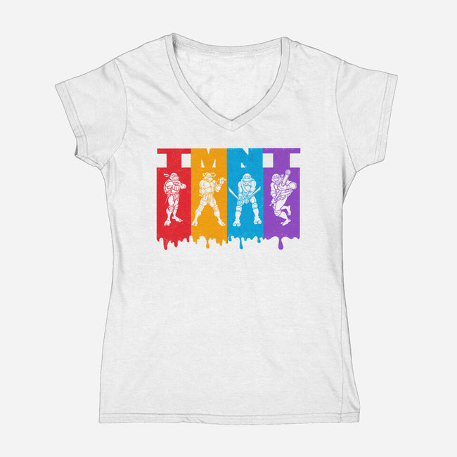 TMNT Splash-Womens-V-Neck-Tee-palmstreet