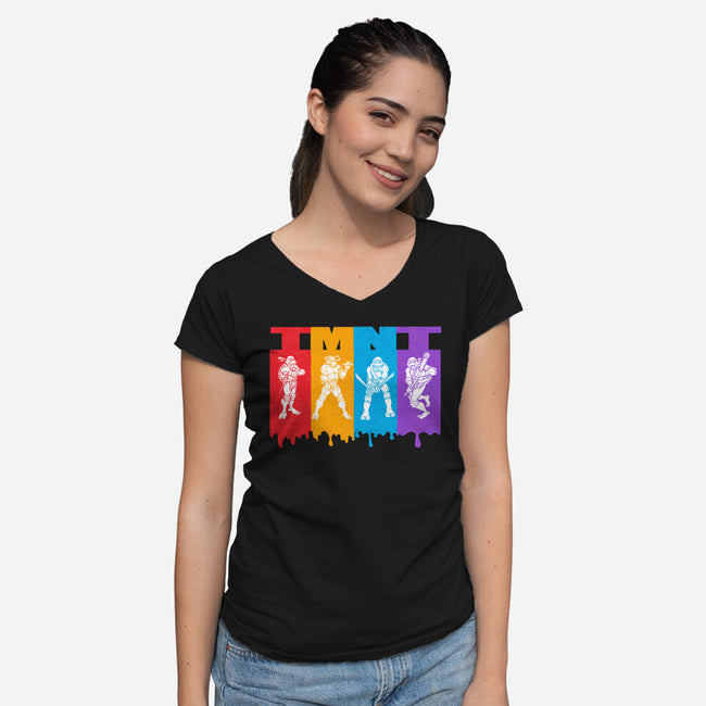 TMNT Splash-Womens-V-Neck-Tee-palmstreet