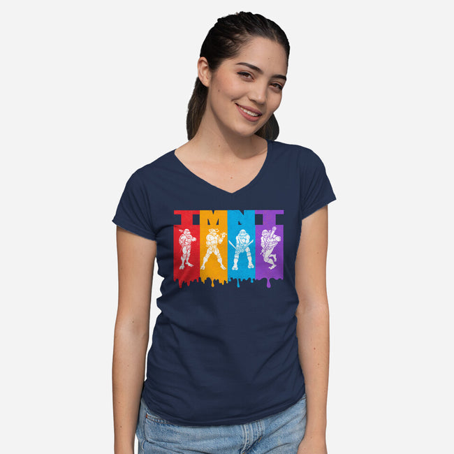 TMNT Splash-Womens-V-Neck-Tee-palmstreet