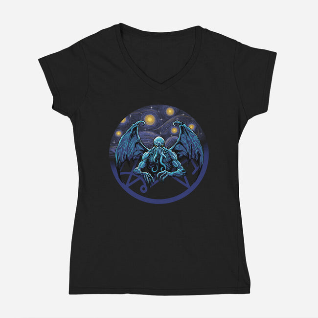 Van Ghoulhu-Womens-V-Neck-Tee-Astrobot Invention