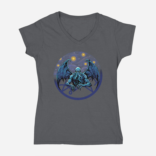 Van Ghoulhu-Womens-V-Neck-Tee-Astrobot Invention