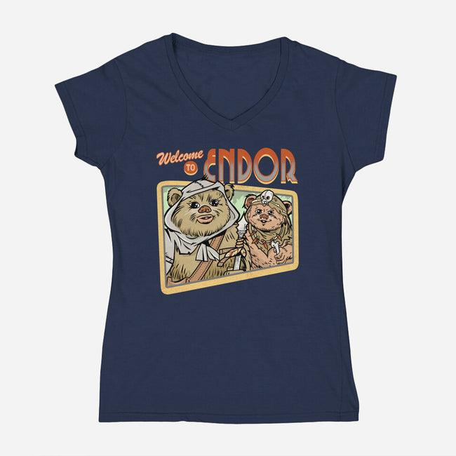Welcome To Endor-Womens-V-Neck-Tee-palmstreet
