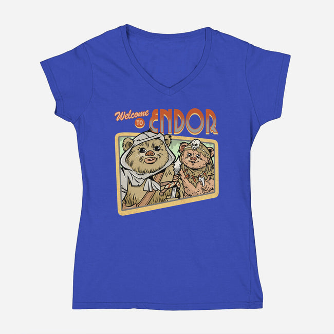 Welcome To Endor-Womens-V-Neck-Tee-palmstreet