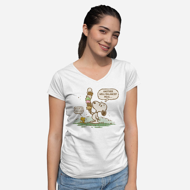 A Well-Balanced Meal-Womens-V-Neck-Tee-kg07