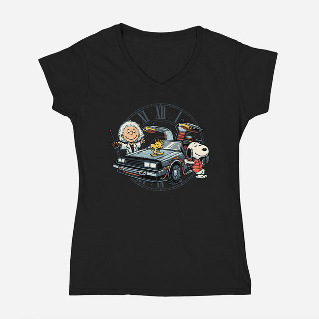 Time Travel Buddies-Womens-V-Neck-Tee-glitchygorilla