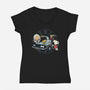 Time Travel Buddies-Womens-V-Neck-Tee-glitchygorilla