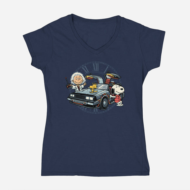 Time Travel Buddies-Womens-V-Neck-Tee-glitchygorilla