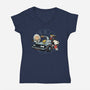 Time Travel Buddies-Womens-V-Neck-Tee-glitchygorilla