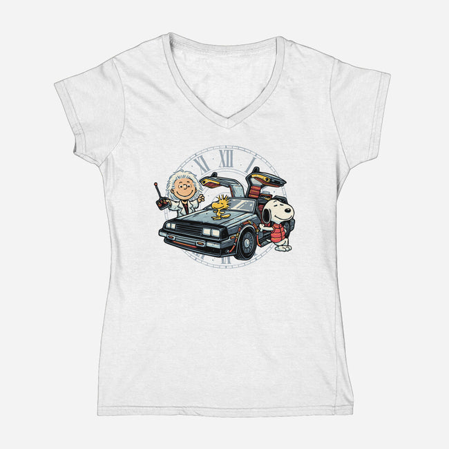 Time Travel Buddies-Womens-V-Neck-Tee-glitchygorilla