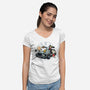 Time Travel Buddies-Womens-V-Neck-Tee-glitchygorilla