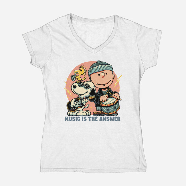 Music Is The Answer-Womens-V-Neck-Tee-glitchygorilla