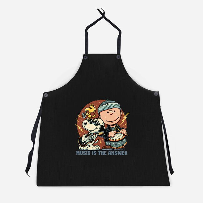 Music Is The Answer-Unisex-Kitchen-Apron-glitchygorilla