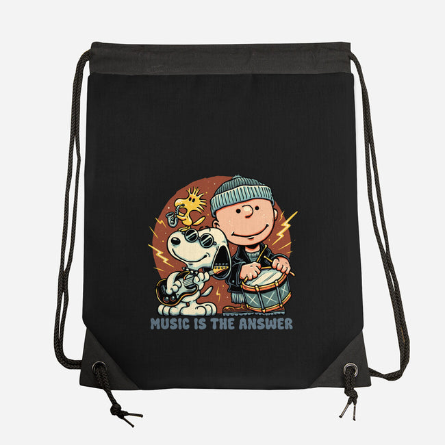 Music Is The Answer-None-Drawstring-Bag-glitchygorilla