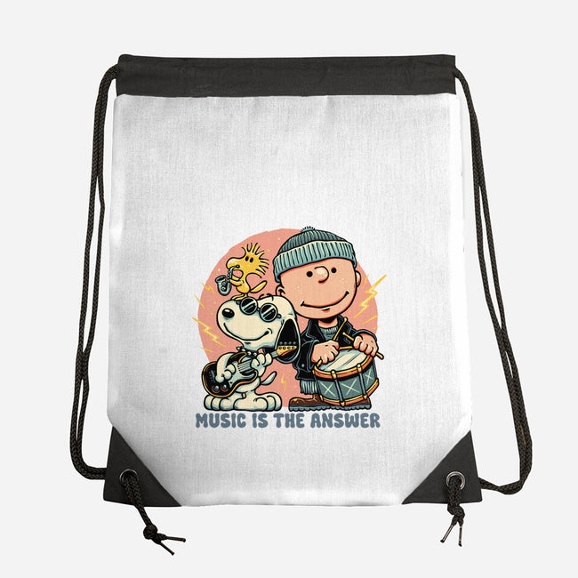 Music Is The Answer-None-Drawstring-Bag-glitchygorilla