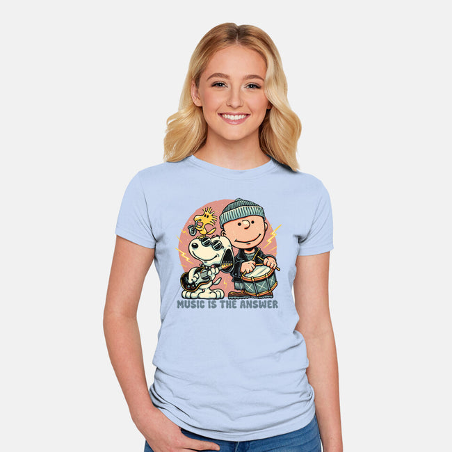 Music Is The Answer-Womens-Fitted-Tee-glitchygorilla