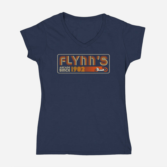Retro Flynn's 1982-Womens-V-Neck-Tee-DrMonekers