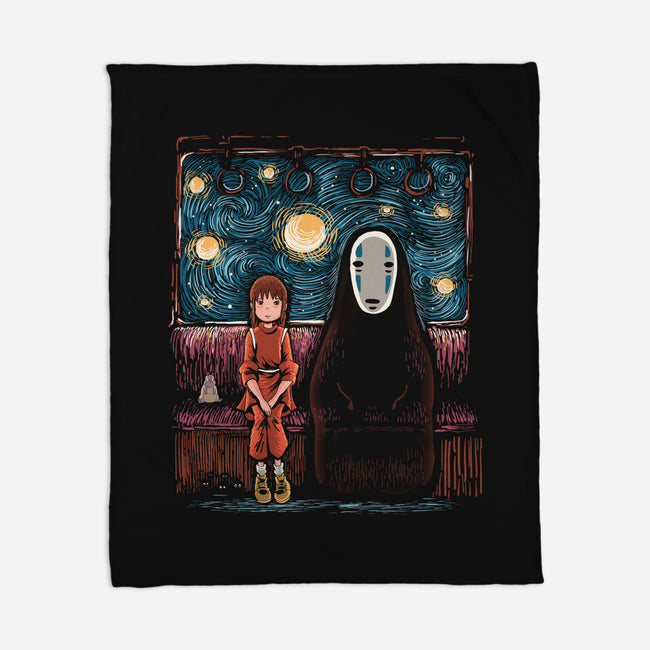 Starry Train-None-Fleece-Blanket-zascanauta