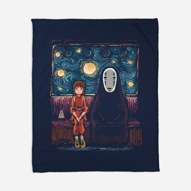 Starry Train-None-Fleece-Blanket-zascanauta
