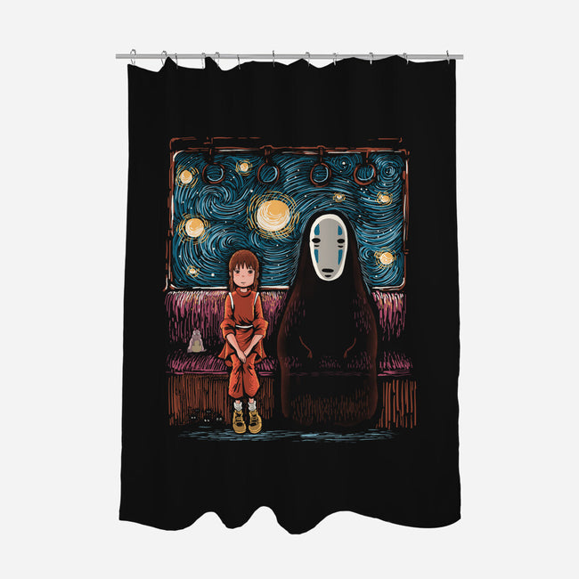 Starry Train-None-Polyester-Shower Curtain-zascanauta
