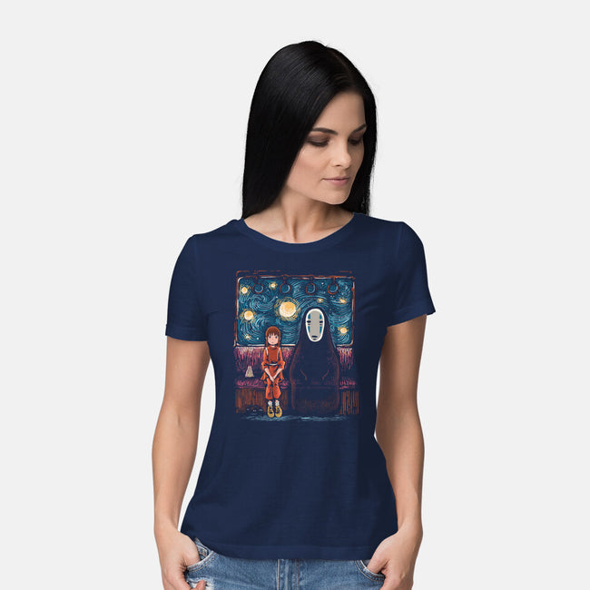 Starry Train-Womens-Basic-Tee-zascanauta