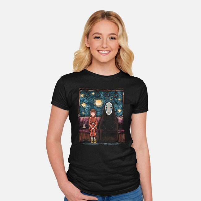 Starry Train-Womens-Fitted-Tee-zascanauta