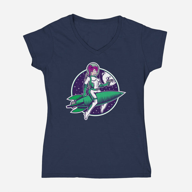 The Pinup From The Future-Womens-V-Neck-Tee-SuperEdu