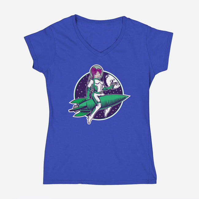 The Pinup From The Future-Womens-V-Neck-Tee-SuperEdu