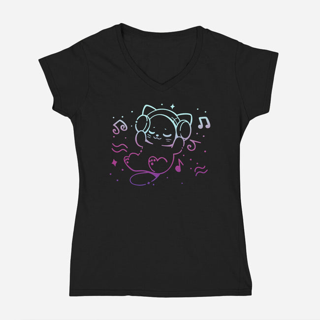 Vibing With Music-Womens-V-Neck-Tee-TechraNova