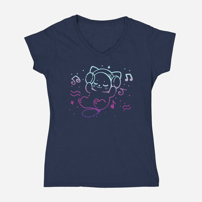 Vibing With Music-Womens-V-Neck-Tee-TechraNova