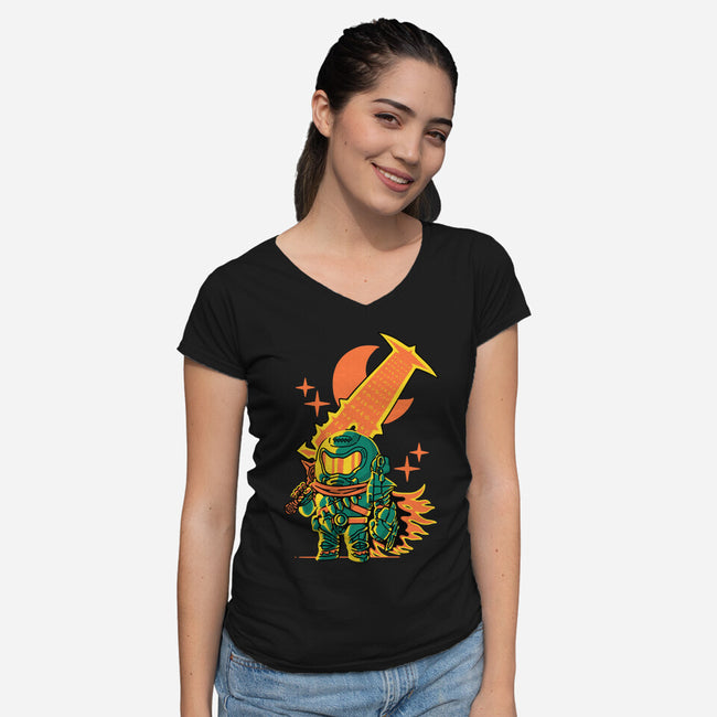 Guts Slayer-Womens-V-Neck-Tee-naomori