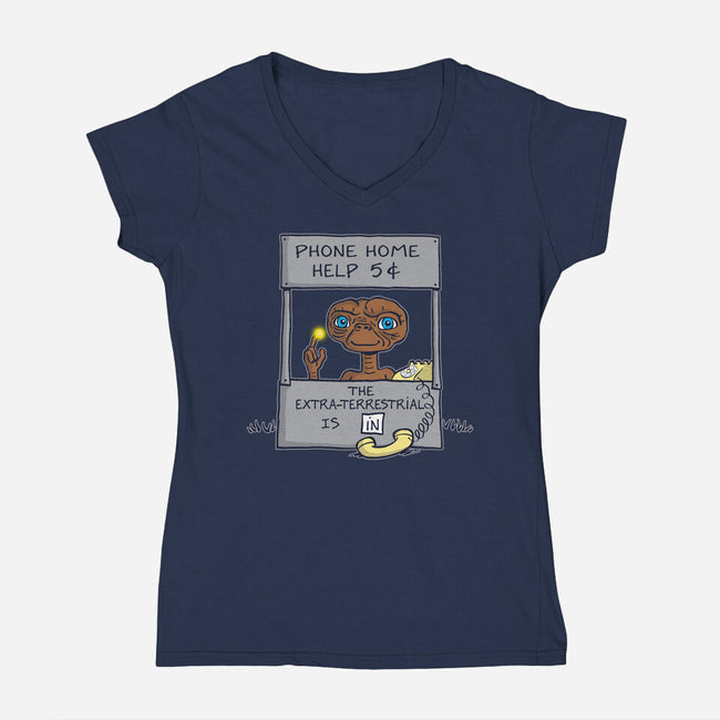 Phone Home Help-Womens-V-Neck-Tee-Barbadifuoco