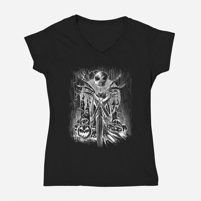Jack Under The Rain-Womens-V-Neck-Tee-zascanauta