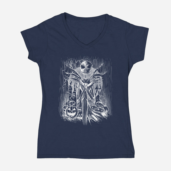 Jack Under The Rain-Womens-V-Neck-Tee-zascanauta