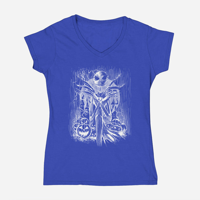 Jack Under The Rain-Womens-V-Neck-Tee-zascanauta