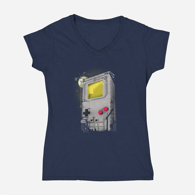 Game Under-Construction-Womens-V-Neck-Tee-dandingeroz
