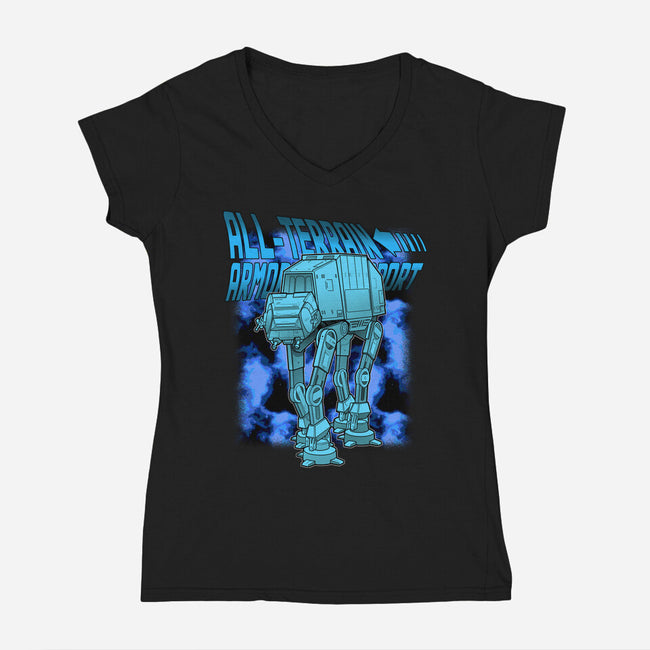 Mega Terrain Mecha Transport-Womens-V-Neck-Tee-Astrobot Invention