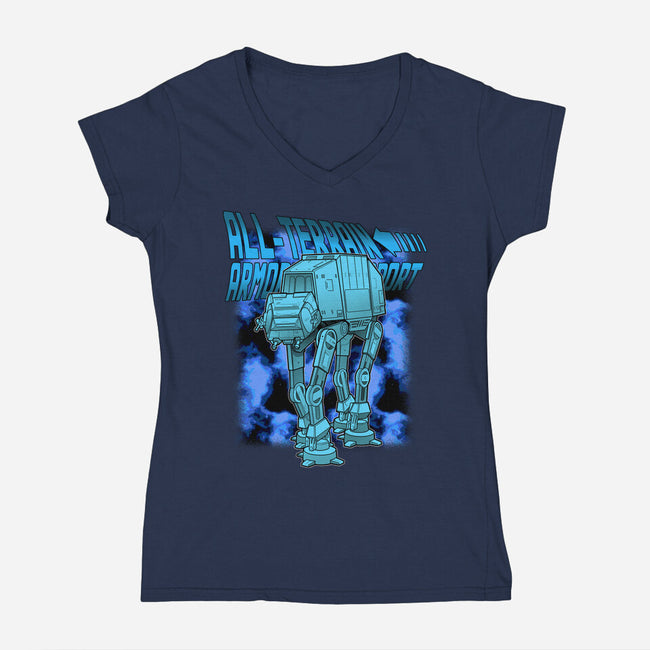 Mega Terrain Mecha Transport-Womens-V-Neck-Tee-Astrobot Invention