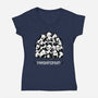 Pandamonium Family-Womens-V-Neck-Tee-Vallina84