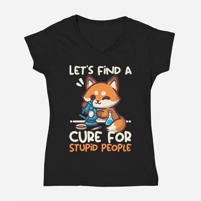 Fox Cure For Stupid People-Womens-V-Neck-Tee-NemiMakeit